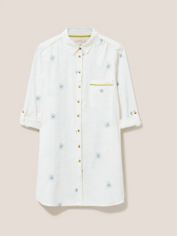 White Stuff SHIRTS and BLOUSES Carrie Emb Longline Shirt Ivory Multi 8211 Women White Stuff SHIRTS and BLOUSES Carrie Emb Longline Shirt Ivory Multi 8211 Women