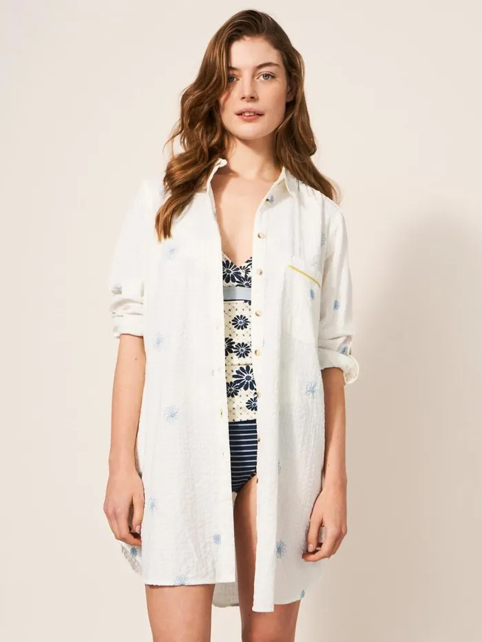 White Stuff SHIRTS and BLOUSES Carrie Emb Longline Shirt Ivory Multi 8211 Women White Stuff SHIRTS and BLOUSES Carrie Emb Longline Shirt Ivory Multi 8211 Women