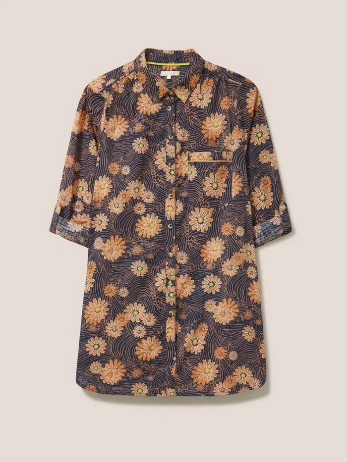 White Stuff SHIRTS and BLOUSES Carrie Longline Shirt Orange Print 8211 Women White Stuff SHIRTS and BLOUSES Carrie Longline Shirt Orange Print 8211 Women