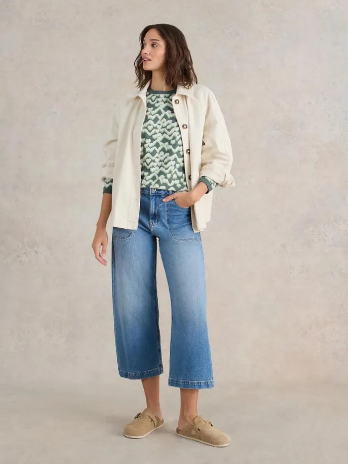 White Stuff SHIRTS and BLOUSES CLARA LONG SLEEVE TEE Teal Print 8211 Women