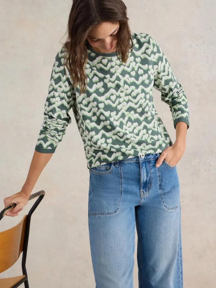 White Stuff SHIRTS and BLOUSES CLARA LONG SLEEVE TEE Teal Print 8211 Women White Stuff SHIRTS and BLOUSES CLARA LONG SLEEVE TEE Teal Print 8211 Women