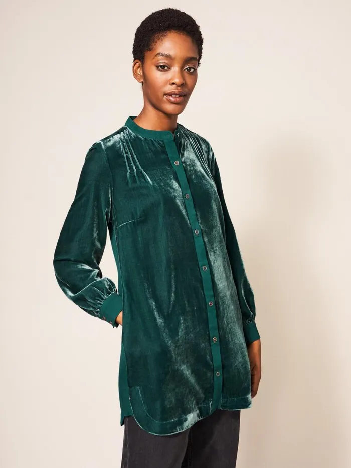 White Stuff SHIRTS and BLOUSES Dakota Velvet Tunic Mid Teal 8211 Women White Stuff SHIRTS and BLOUSES Dakota Velvet Tunic Mid Teal 8211 Women