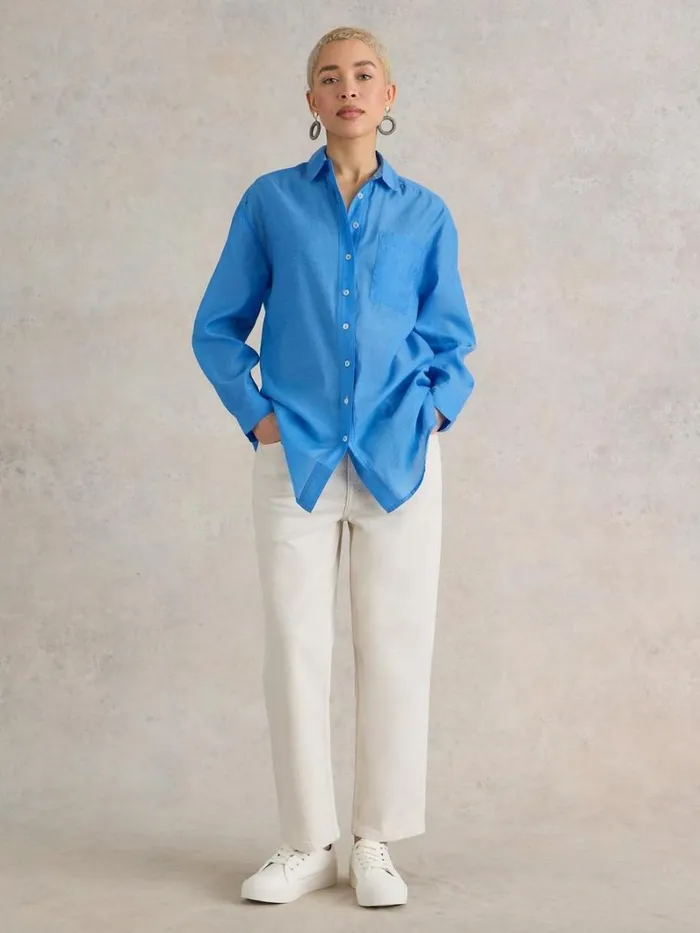 White Stuff SHIRTS and BLOUSES Delilah Cotton Silk Shirt Mid Blue 8211 Women White Stuff SHIRTS and BLOUSES Delilah Cotton Silk Shirt Mid Blue 8211 Women