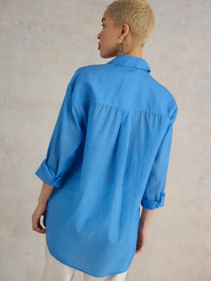 White Stuff SHIRTS and BLOUSES Delilah Cotton Silk Shirt Mid Blue 8211 Women White Stuff SHIRTS and BLOUSES Delilah Cotton Silk Shirt Mid Blue 8211 Women