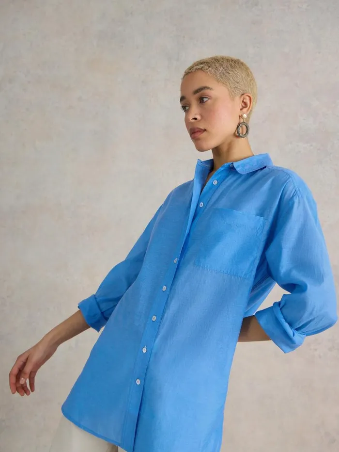White Stuff SHIRTS and BLOUSES Delilah Cotton Silk Shirt Mid Blue 8211 Women White Stuff SHIRTS and BLOUSES Delilah Cotton Silk Shirt Mid Blue 8211 Women