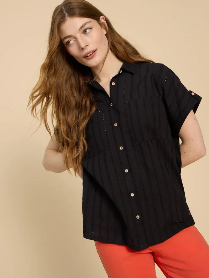 White Stuff SHIRTS and BLOUSES Ellie Cotton Broderie Shirt Pure Black 8211 Women White Stuff SHIRTS and BLOUSES Ellie Cotton Broderie Shirt Pure Black 8211 Women
