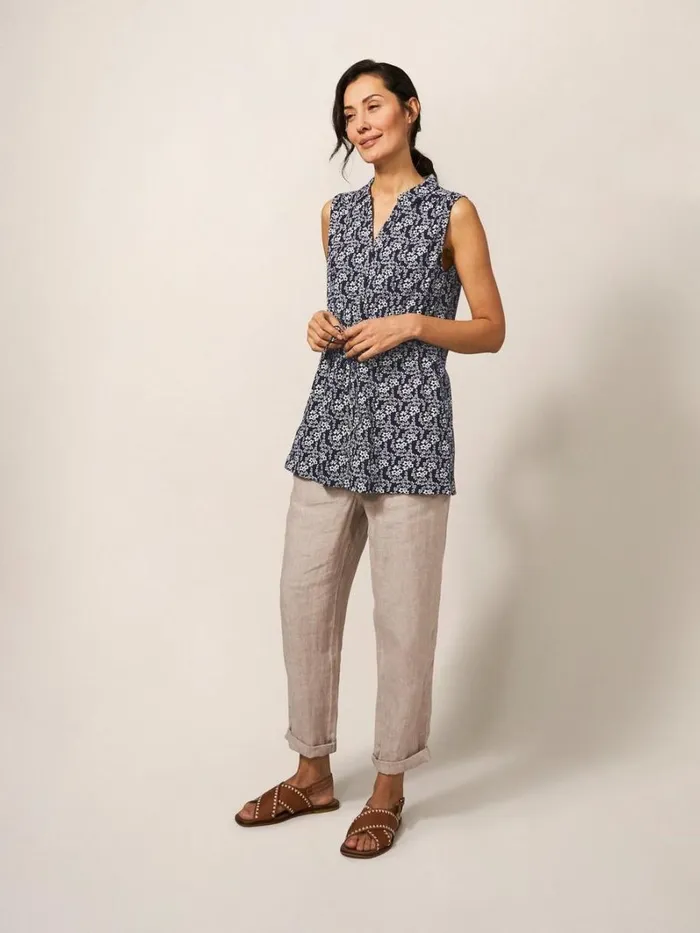White Stuff SHIRTS and BLOUSES EMBER LONGLINE SHIRT Navy Print 8211 Women