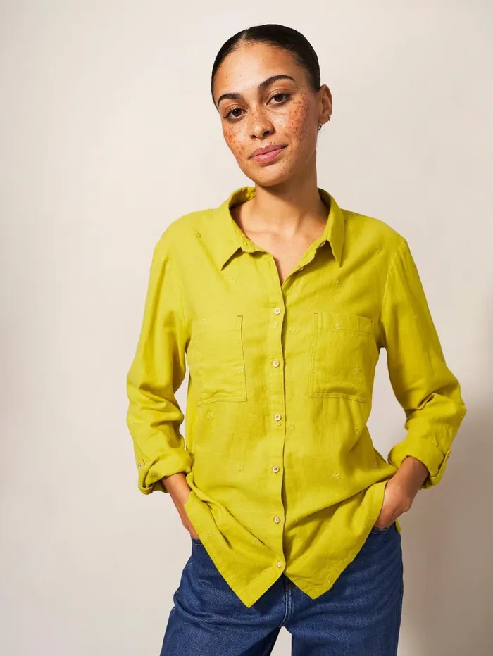 White Stuff SHIRTS and BLOUSES Emilia Organic Cotton Long Sleeve Shirt Mid Chartreuse 8211 Women White Stuff SHIRTS and BLOUSES Emilia Organic Cotton Long Sleeve Shirt Mid Chartreuse 8211 Women