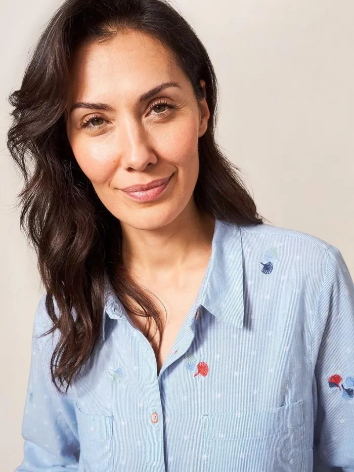 White Stuff SHIRTS and BLOUSES Emilia Stripe Emb Shirt Blue Multi 8211 Women White Stuff SHIRTS and BLOUSES Emilia Stripe Emb Shirt Blue Multi 8211 Women