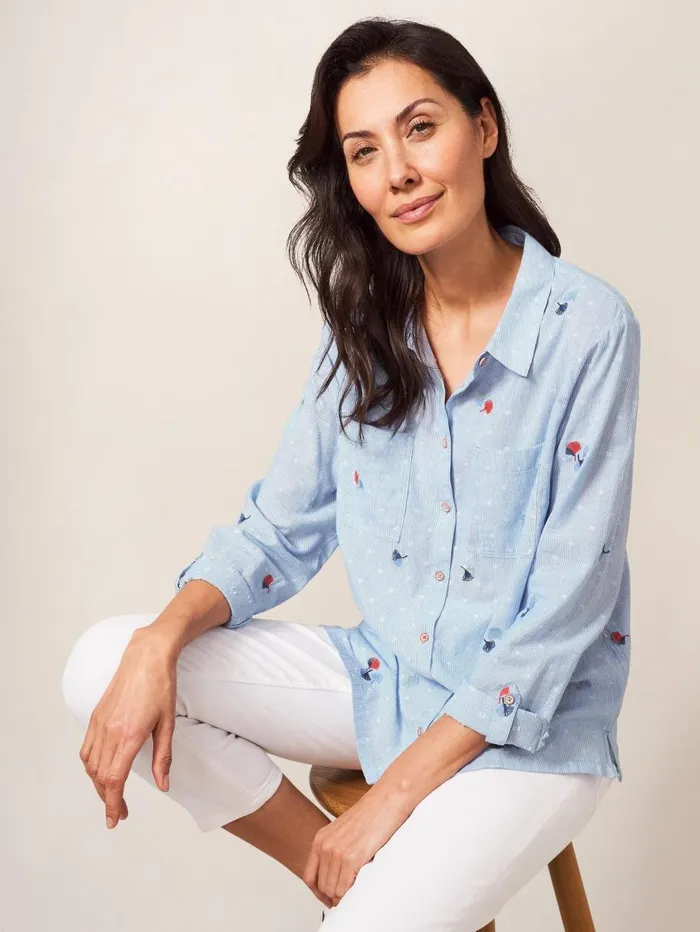 White Stuff SHIRTS and BLOUSES Emilia Stripe Emb Shirt Blue Multi 8211 Women White Stuff SHIRTS and BLOUSES Emilia Stripe Emb Shirt Blue Multi 8211 Women