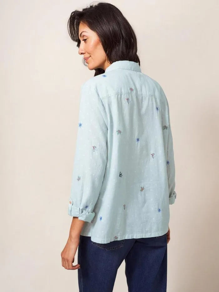 White Stuff SHIRTS and BLOUSES Emilia Stripe Emb Shirt Green Multi 8211 Women White Stuff SHIRTS and BLOUSES Emilia Stripe Emb Shirt Green Multi 8211 Women