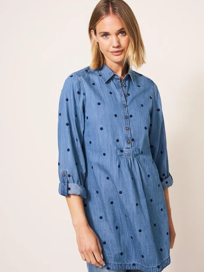 White Stuff SHIRTS and BLOUSES Eva Embroidered Denim Tunic Mid Denim 8211 Women White Stuff SHIRTS and BLOUSES Eva Embroidered Denim Tunic Mid Denim 8211 Women
