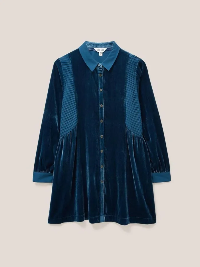 White Stuff SHIRTS and BLOUSES Farley Velvet Tunic Dk Teal 8211 Women