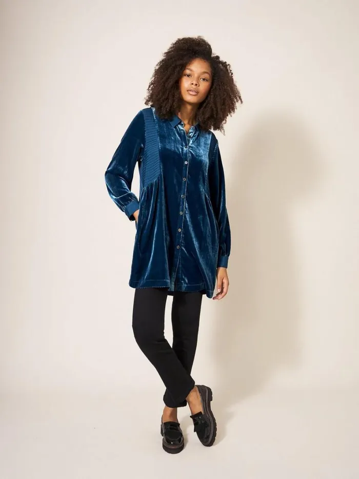 White Stuff SHIRTS and BLOUSES Farley Velvet Tunic Dk Teal 8211 Women White Stuff SHIRTS and BLOUSES Farley Velvet Tunic Dk Teal 8211 Women