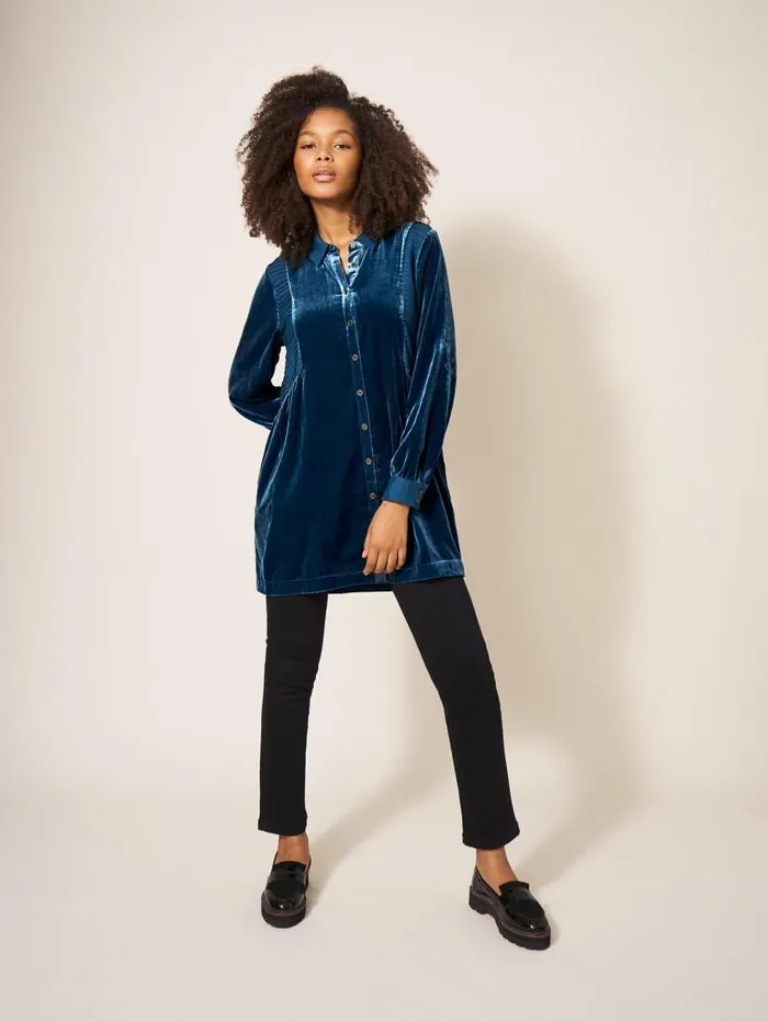 White Stuff SHIRTS and BLOUSES Farley Velvet Tunic Dk Teal 8211 Women White Stuff SHIRTS and BLOUSES Farley Velvet Tunic Dk Teal 8211 Women