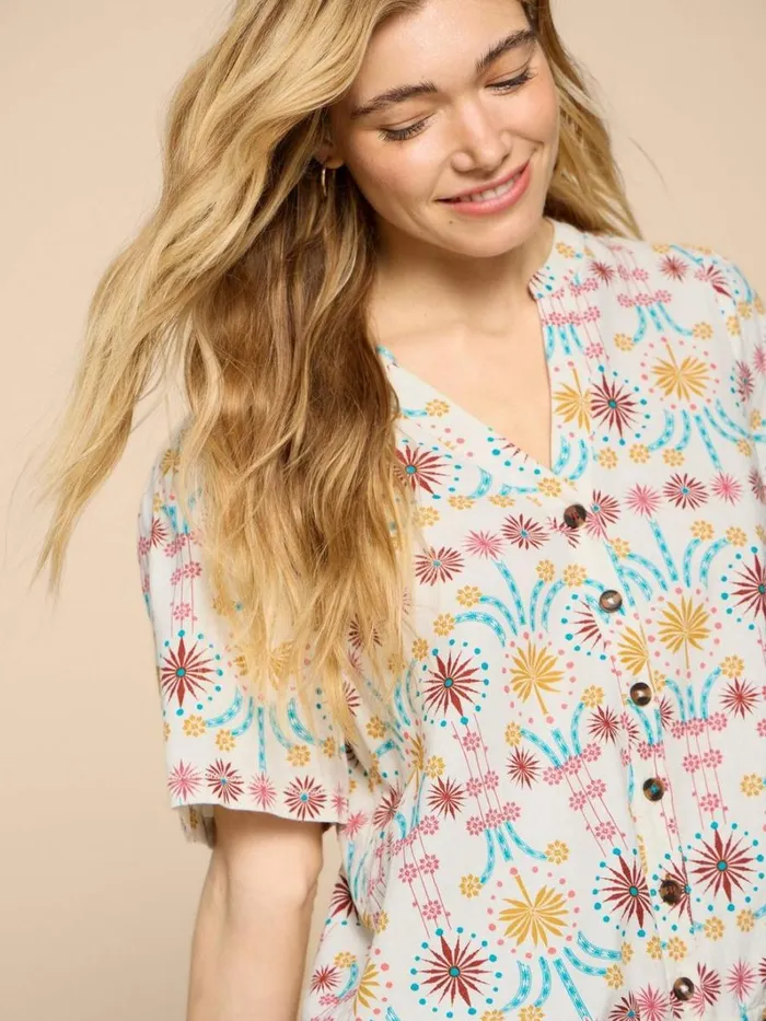 White Stuff SHIRTS and BLOUSES Ferne Linen Blend Shirt Natural Print 8211 Women White Stuff SHIRTS and BLOUSES Ferne Linen Blend Shirt Natural Print 8211 Women