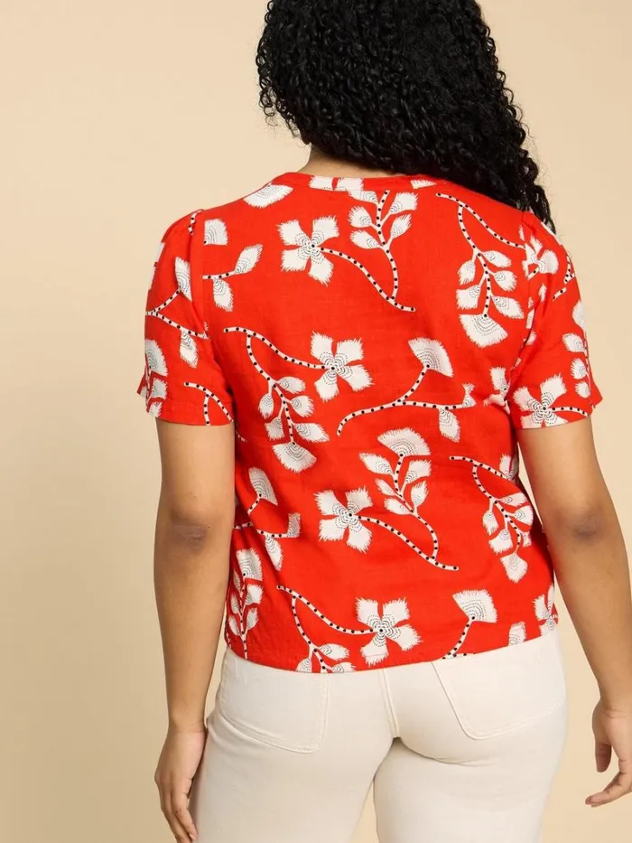 White Stuff SHIRTS and BLOUSES Ferne Linen Blend Shirt Red Print 8211 Women White Stuff SHIRTS and BLOUSES Ferne Linen Blend Shirt Red Print 8211 Women