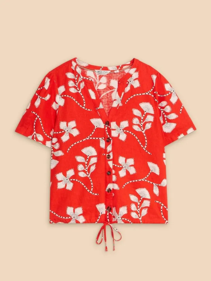 White Stuff SHIRTS and BLOUSES Ferne Linen Blend Shirt Red Print 8211 Women White Stuff SHIRTS and BLOUSES Ferne Linen Blend Shirt Red Print 8211 Women