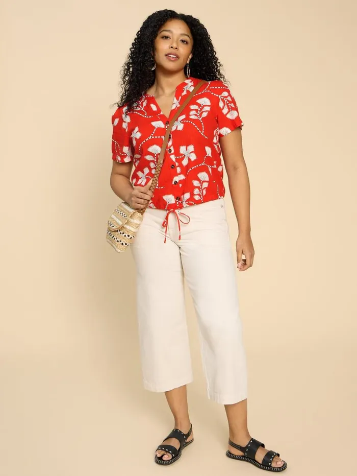 White Stuff SHIRTS and BLOUSES Ferne Linen Blend Shirt Red Print 8211 Women White Stuff SHIRTS and BLOUSES Ferne Linen Blend Shirt Red Print 8211 Women