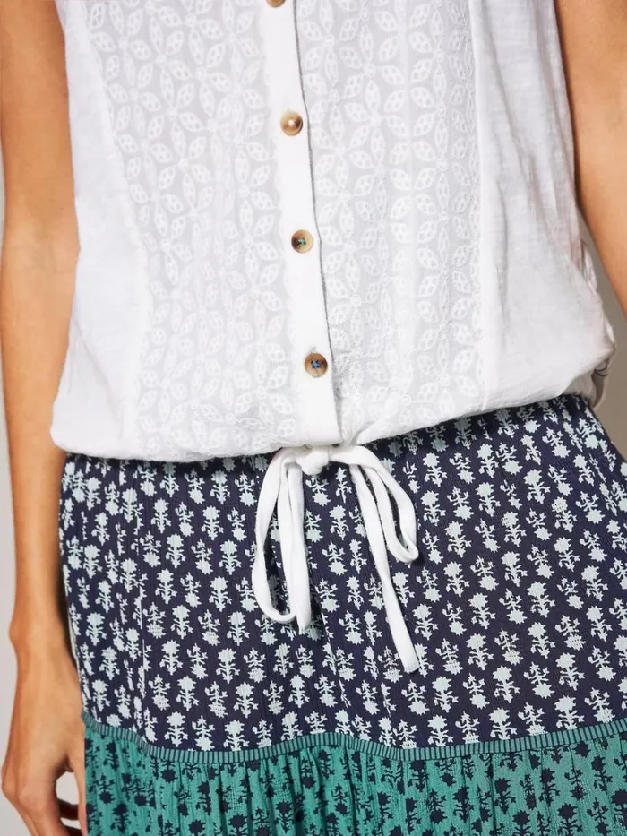 White Stuff SHIRTS and BLOUSES Flowing Grasses Sleeveless Jersey Shirt Brilliant White 8211 Women