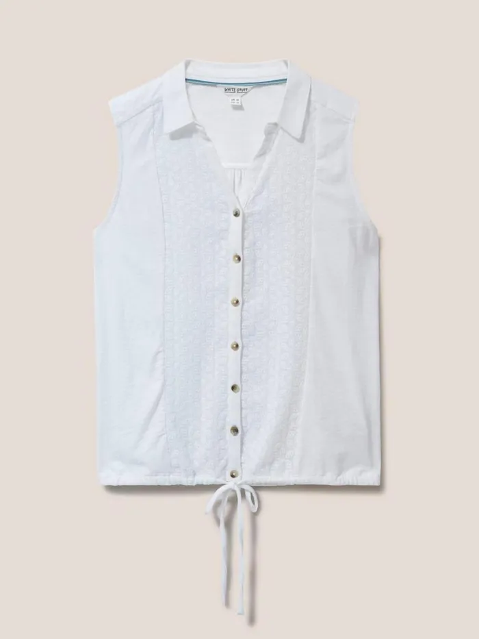 White Stuff SHIRTS and BLOUSES Flowing Grasses Sleeveless Jersey Shirt Brilliant White 8211 Women