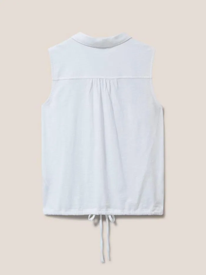 White Stuff SHIRTS and BLOUSES Flowing Grasses Sleeveless Jersey Shirt Brilliant White 8211 Women
