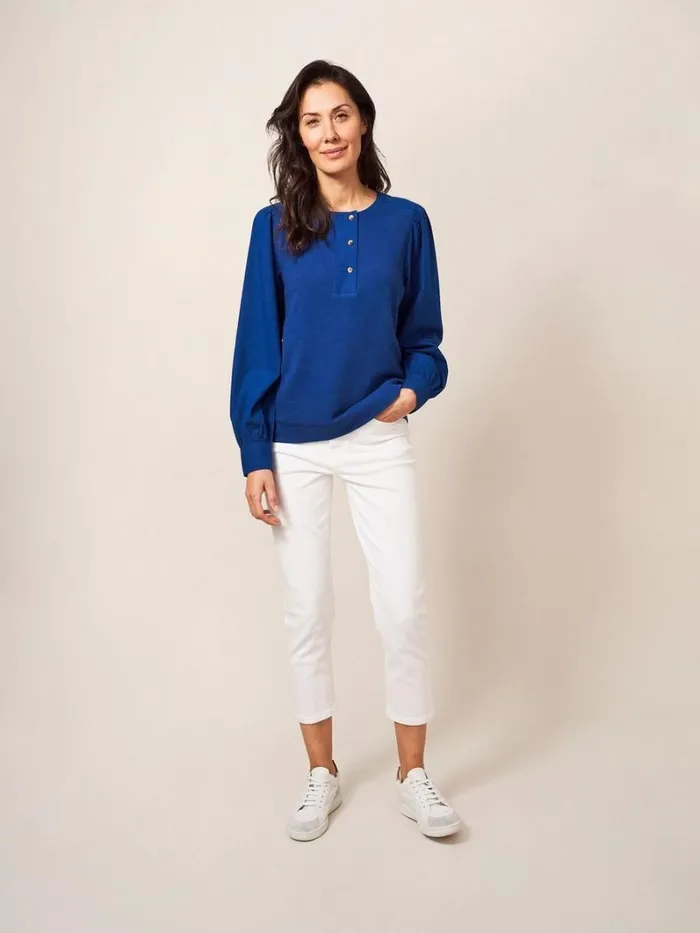 White Stuff SHIRTS and BLOUSES Honey Mix Media Top Mid Blue 8211 Women