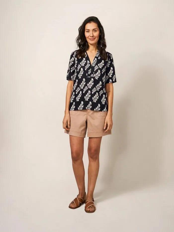 White Stuff SHIRTS and BLOUSES June Linen Top Black Multi 8211 Women
