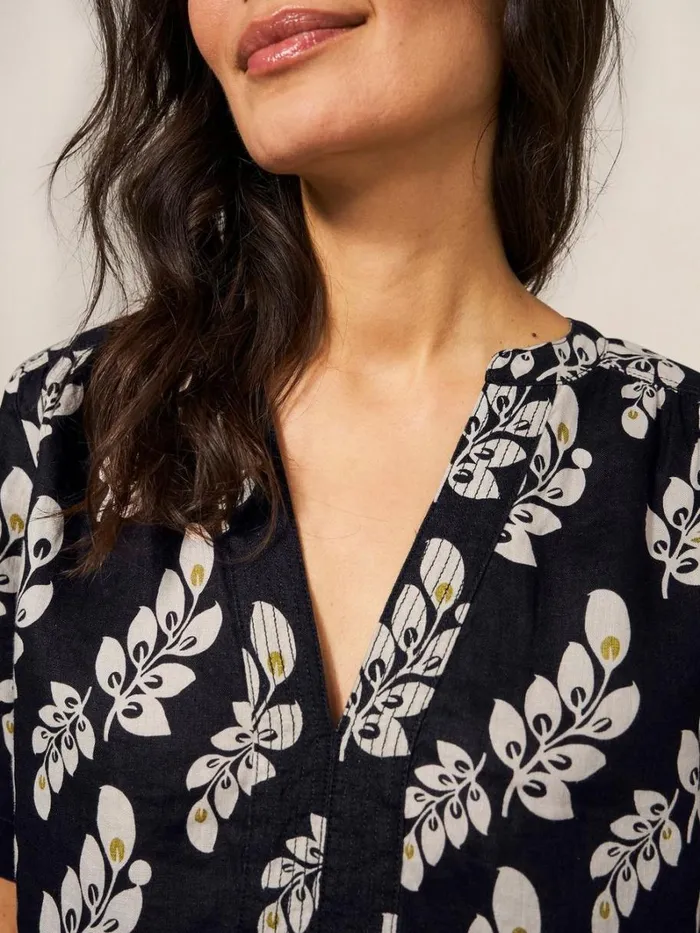 White Stuff SHIRTS and BLOUSES June Linen Top Black Multi 8211 Women White Stuff SHIRTS and BLOUSES June Linen Top Black Multi 8211 Women