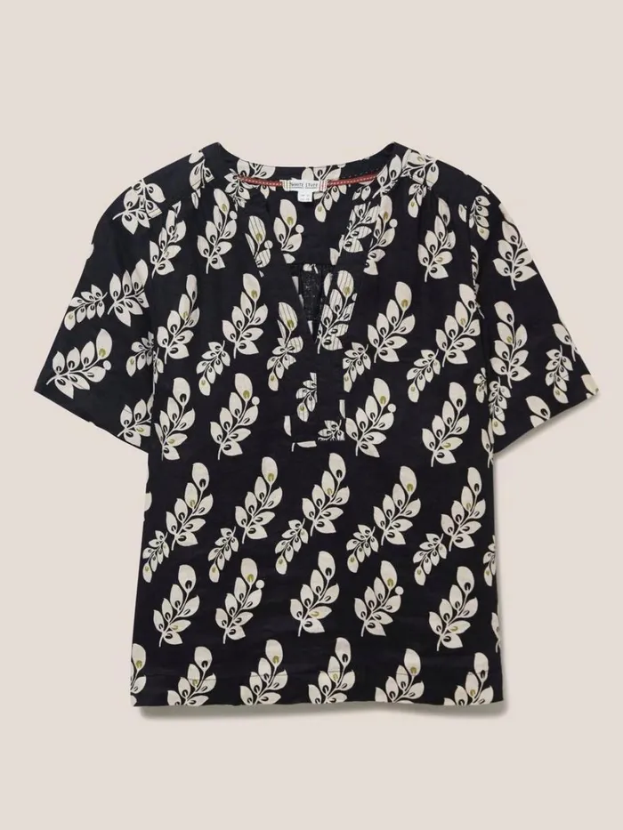 White Stuff SHIRTS and BLOUSES June Linen Top Black Multi 8211 Women White Stuff SHIRTS and BLOUSES June Linen Top Black Multi 8211 Women