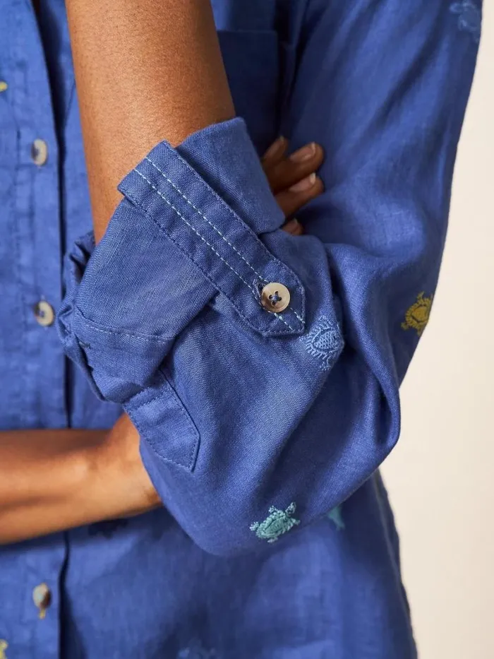 White Stuff SHIRTS and BLOUSES Layla Emb Linen Shirt Blue Multi 8211 Women White Stuff SHIRTS and BLOUSES Layla Emb Linen Shirt Blue Multi 8211 Women