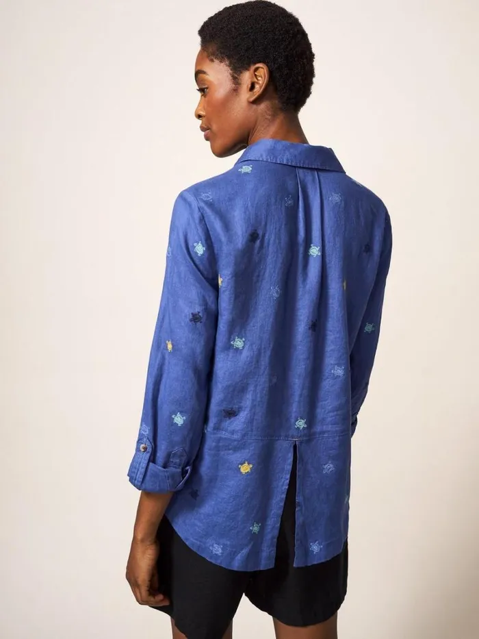 White Stuff SHIRTS and BLOUSES Layla Emb Linen Shirt Blue Multi 8211 Women White Stuff SHIRTS and BLOUSES Layla Emb Linen Shirt Blue Multi 8211 Women
