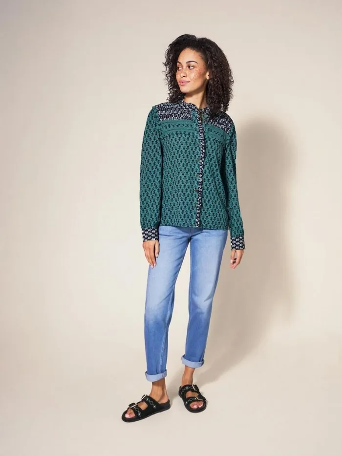 White Stuff SHIRTS and BLOUSES Mabel Mixed Print Shirt Teal Multi 8211 Women