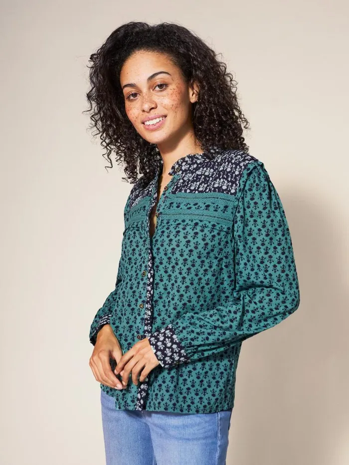White Stuff SHIRTS and BLOUSES Mabel Mixed Print Shirt Teal Multi 8211 Women White Stuff SHIRTS and BLOUSES Mabel Mixed Print Shirt Teal Multi 8211 Women