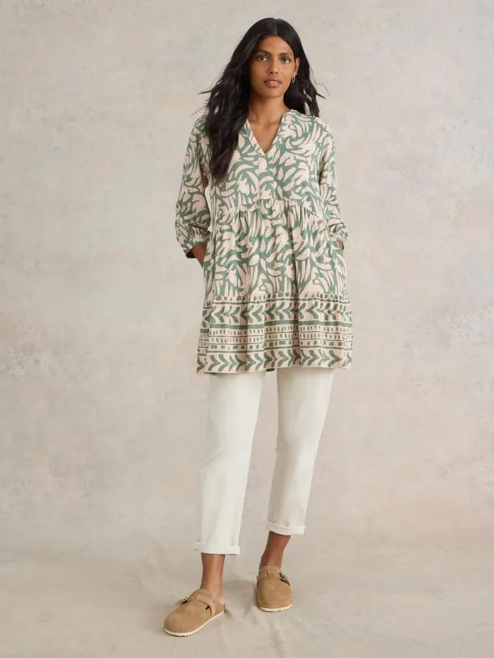 White Stuff SHIRTS and BLOUSES MARTA TIERED TUNIC Khaki Green 8211 Women White Stuff SHIRTS and BLOUSES MARTA TIERED TUNIC Khaki Green 8211 Women
