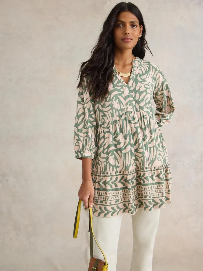 White Stuff SHIRTS and BLOUSES MARTA TIERED TUNIC Khaki Green 8211 Women White Stuff SHIRTS and BLOUSES MARTA TIERED TUNIC Khaki Green 8211 Women