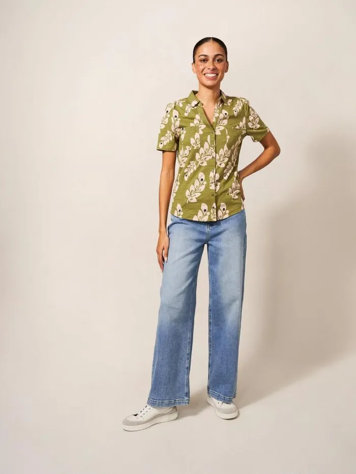 White Stuff SHIRTS and BLOUSES Penny Pocket Cotton Jersey Shirt Green Print 8211 Women White Stuff SHIRTS and BLOUSES Penny Pocket Cotton Jersey Shirt Green Print 8211 Women