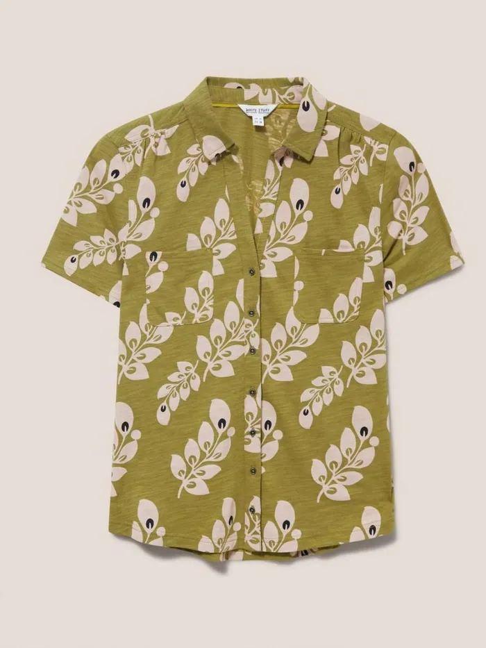 White Stuff SHIRTS and BLOUSES Penny Pocket Cotton Jersey Shirt Green Print 8211 Women White Stuff SHIRTS and BLOUSES Penny Pocket Cotton Jersey Shirt Green Print 8211 Women
