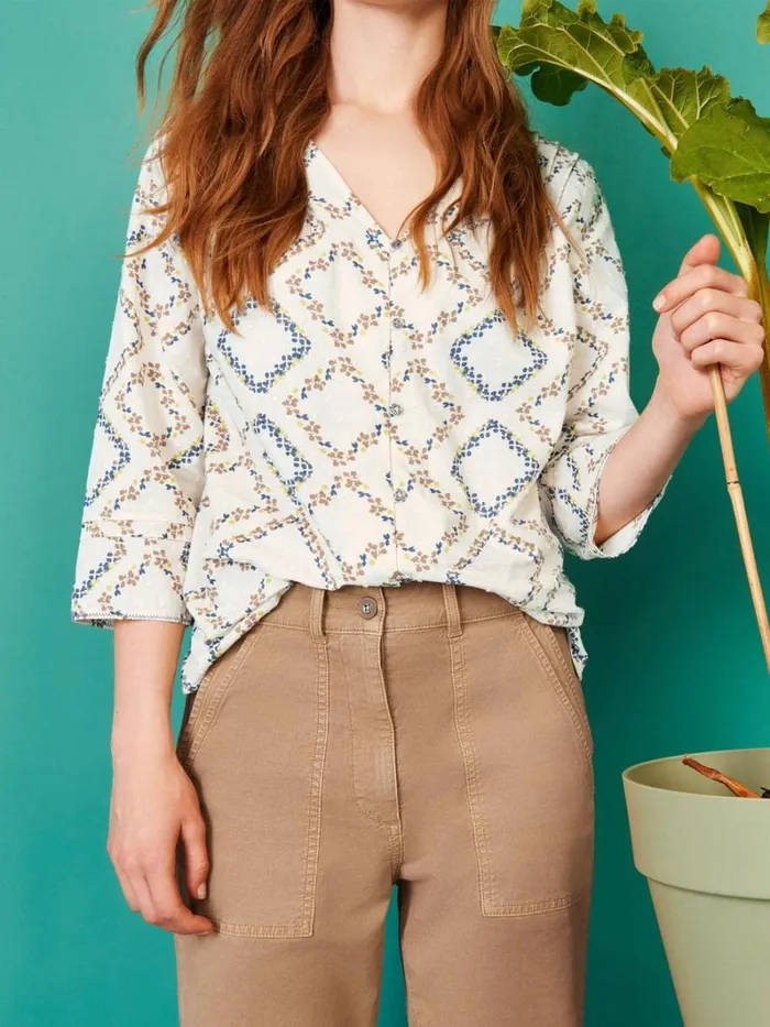 White Stuff SHIRTS and BLOUSES Rae Cotton Top Ivory Print 8211 Women White Stuff SHIRTS and BLOUSES Rae Cotton Top Ivory Print 8211 Women