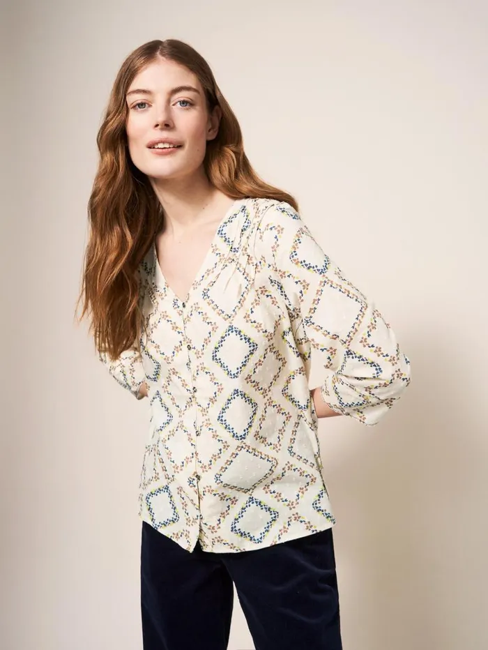 White Stuff SHIRTS and BLOUSES Rae Cotton Top Ivory Print 8211 Women White Stuff SHIRTS and BLOUSES Rae Cotton Top Ivory Print 8211 Women
