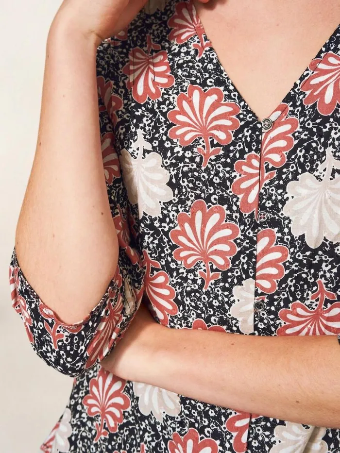 White Stuff SHIRTS and BLOUSES Rae Cotton Top Pink Print 8211 Women