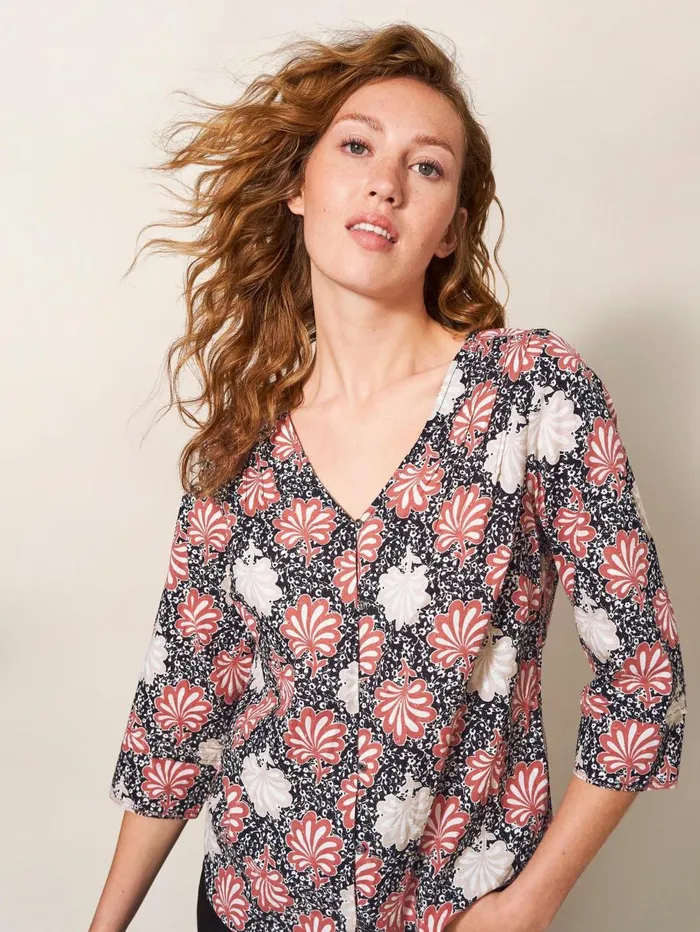 White Stuff SHIRTS and BLOUSES Rae Cotton Top Pink Print 8211 Women White Stuff SHIRTS and BLOUSES Rae Cotton Top Pink Print 8211 Women