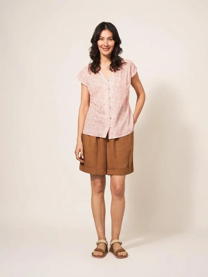 White Stuff SHIRTS and BLOUSES Rae Organic Vest Cotton Red Multi 8211 Women