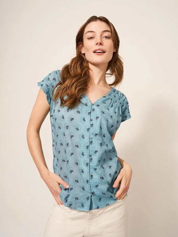 White Stuff SHIRTS and BLOUSES Rae Organic Vest Cotton Teal Multi 8211 Women White Stuff SHIRTS and BLOUSES Rae Organic Vest Cotton Teal Multi 8211 Women