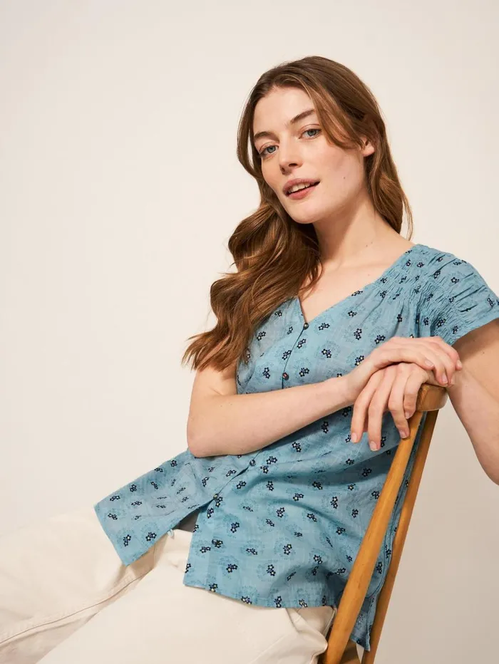 White Stuff SHIRTS and BLOUSES Rae Organic Vest Cotton Teal Multi 8211 Women White Stuff SHIRTS and BLOUSES Rae Organic Vest Cotton Teal Multi 8211 Women