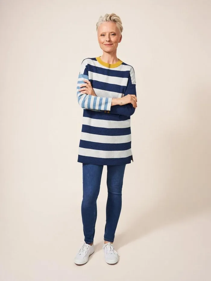 White Stuff SHIRTS and BLOUSES Reversible Stripe Tunic Navy Multi 8211 Women