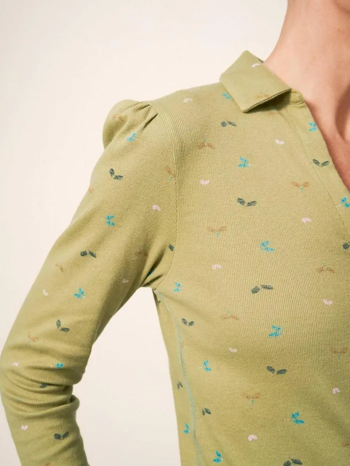 White Stuff SHIRTS and BLOUSES Rosie Rib Jersey Shirt Green Print 8211 Women White Stuff SHIRTS and BLOUSES Rosie Rib Jersey Shirt Green Print 8211 Women
