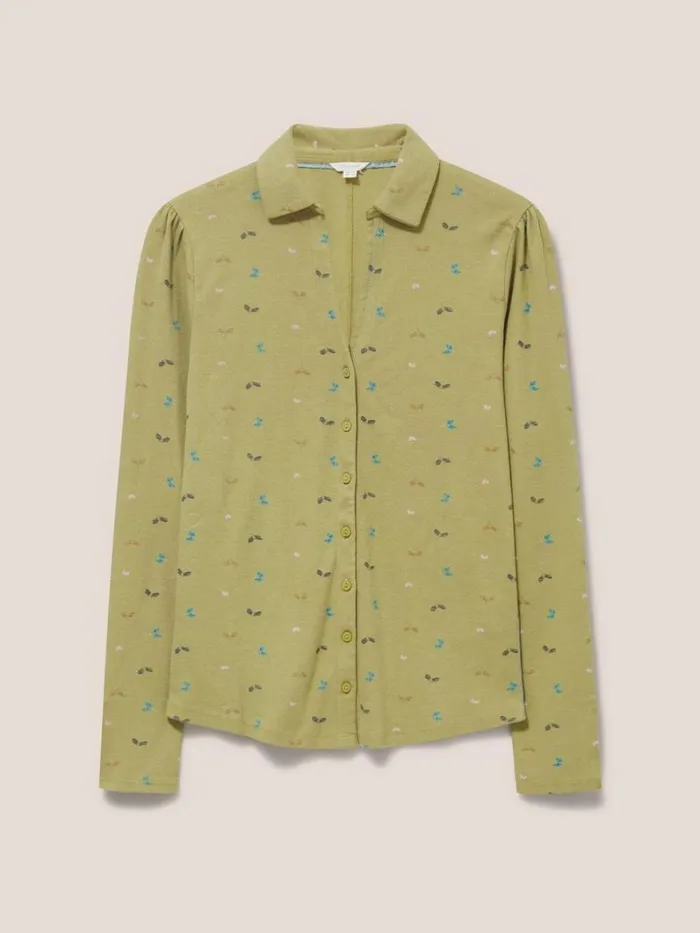 White Stuff SHIRTS and BLOUSES Rosie Rib Jersey Shirt Green Print 8211 Women White Stuff SHIRTS and BLOUSES Rosie Rib Jersey Shirt Green Print 8211 Women