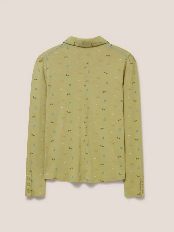 White Stuff SHIRTS and BLOUSES Rosie Rib Jersey Shirt Green Print 8211 Women White Stuff SHIRTS and BLOUSES Rosie Rib Jersey Shirt Green Print 8211 Women