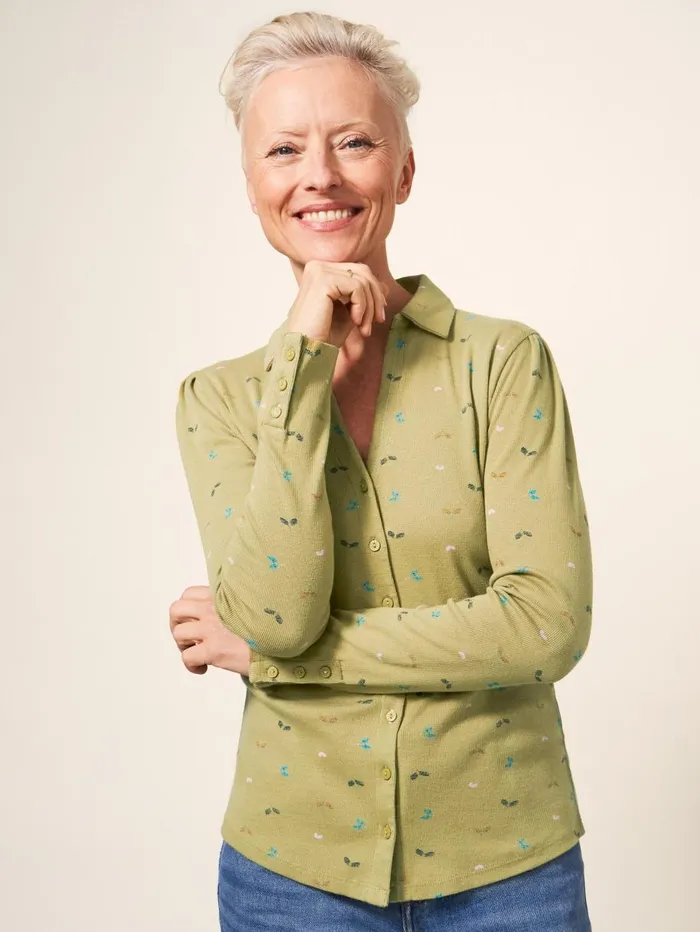 White Stuff SHIRTS and BLOUSES Rosie Rib Jersey Shirt Green Print 8211 Women White Stuff SHIRTS and BLOUSES Rosie Rib Jersey Shirt Green Print 8211 Women